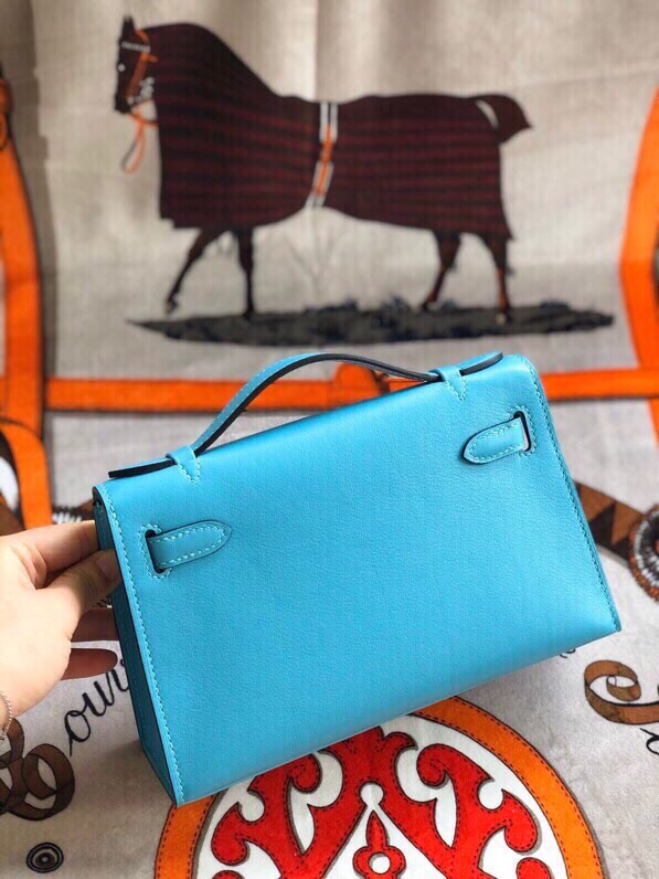 에르메스 미니 켈리백22 노던블루 은장 스위프트